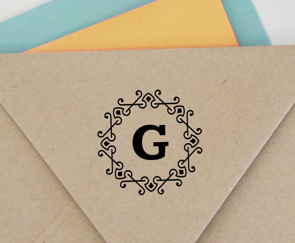 Printtoo Alphabet G Monogram Octagon Celtic Swirl Frame Self Inking Rubber Stamp Office