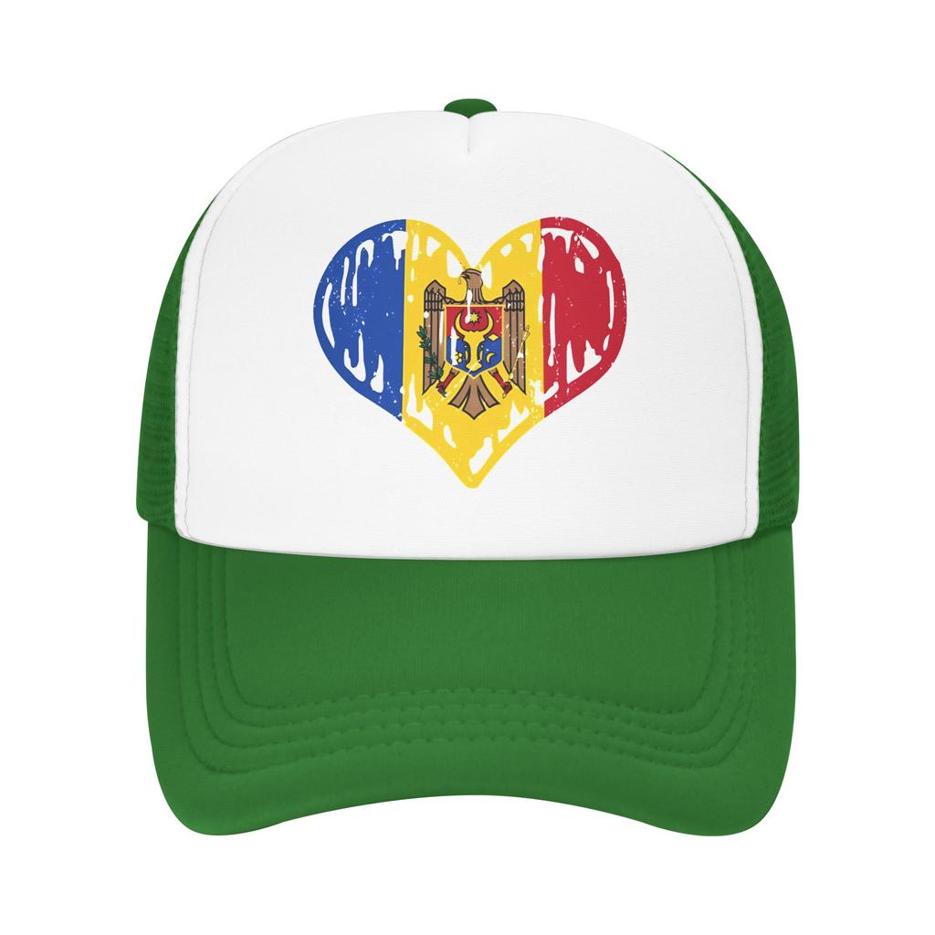 Moldova Flag Heart Love  Casual Baseball Cap  Hiking Fishing Sun Hats Spring High Quality Female Male y2k Cool Snapback Cap