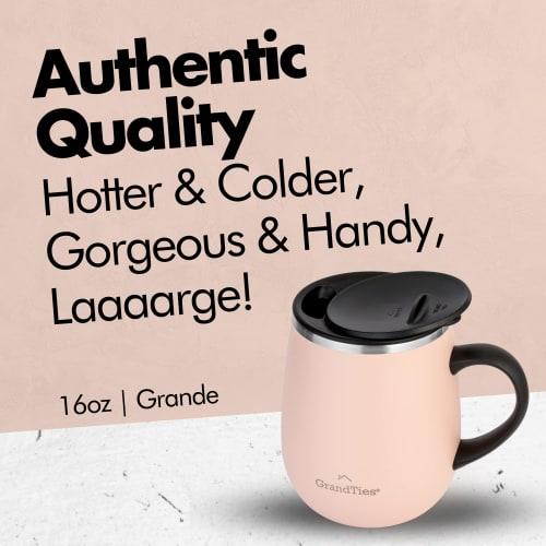 GRANDTIES Premium Vacuum Insulated Mug, 460ml, Available In 19 Colors, with Easy-Open Sliding Lid, Stainless Steel Double-Wall Vacuum Insulation, and