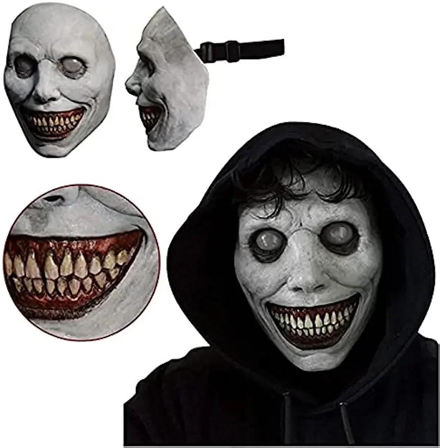 Halloween White Eyed Devil Mask Reusable Adjustable Scary Mask Smile Exorcist Mask Halloween Party Decoration Maskscarnaval mask