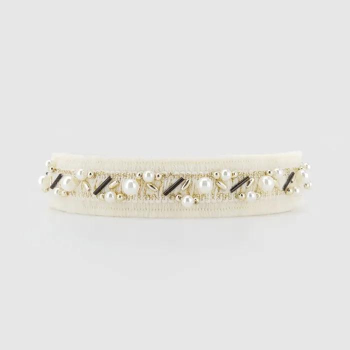 LALA Pearl Ethnic Hairband - Ivory