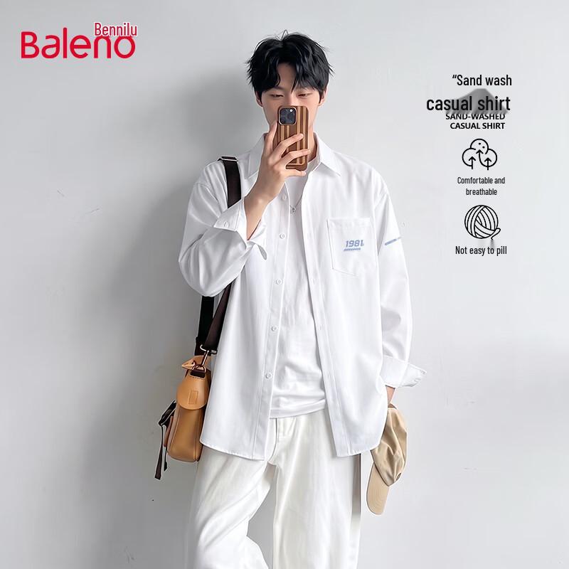 Baleno Men's Oversized Retro Long-Sleeve Shirt