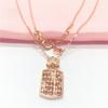Exquisite Russian Gold 585 Purple Gold Necklace Women'S Rose Gold Plated Love Abacus Color Gold Pendant Collarbone Chain