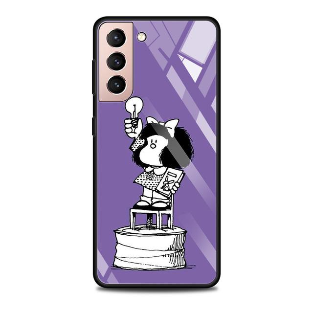 

Чехол из закаленного стекла с милым аниме Mafalda для Samsung Galaxy S21 S20 Ultra S10 Plus Lite S20fe 5g S10e S9 S8, бампер, чехол For Samsung S20 FE