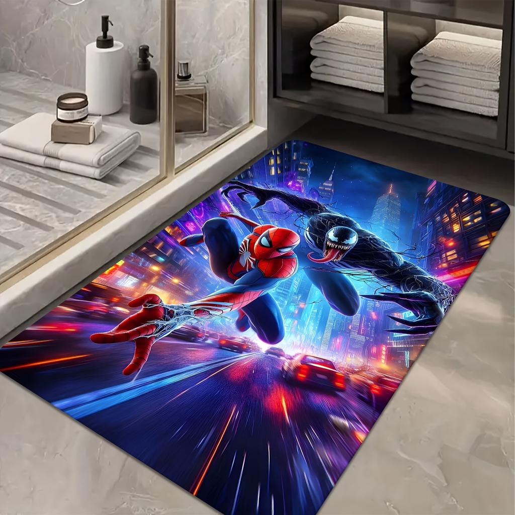 Marvel 1pc of Flannel Door Mat | Spider-Man Vs. Venom Design - Valentine'S Day Decorative Rug | 80X50Cm Rectangular Shape | Ma