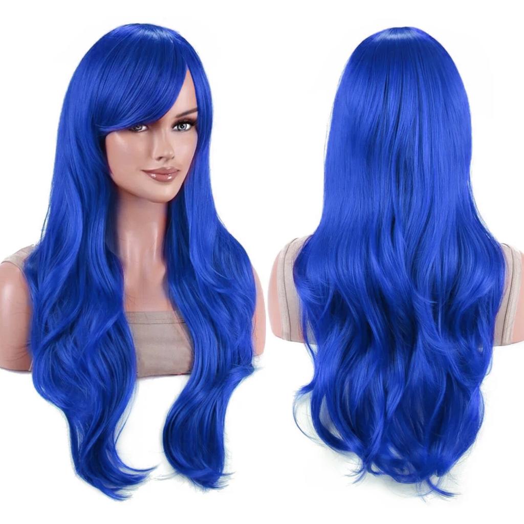 Parrucche Colorate Sintetiche Ondulate per Cosplay Lunghe 70cm con Frangia Parrucca Costume per Donne