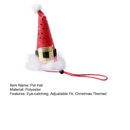 Pet Christmas Hat Cats Red Xmas Hat Santa Hat with Glittery Polka Dots for Cats And Dogs Festive Dress-up Photo Prop