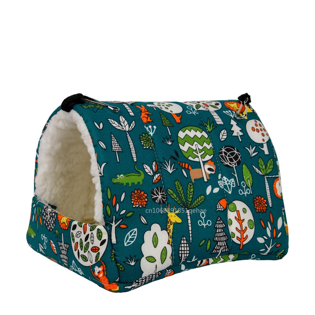1 pezzo Stampa Carina Uccello Letto Gabbia Mini Coniglio Scoiattolo Tappetino Porcellino d'India Nido Hamster Casa Piccolo Animale Letto per Dormire Gabbia Sospesa per Animali Domestici
