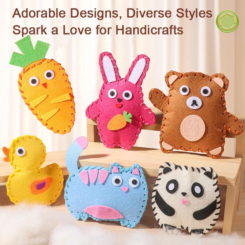 6-Piece Felt Sewing Craft Kit With Full Material Set - Diy Plush Doll Ornaments Gift For Kids
