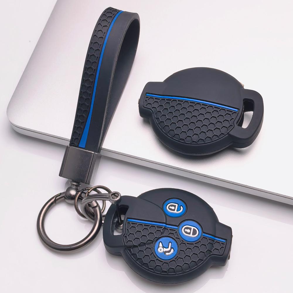 Silicone Remote Key Cover for Smart Fortwo Forfour Roadster City Coupe City Cabrio with Keychain Honeycomb Texture Anti Scratch Remote Key Protector