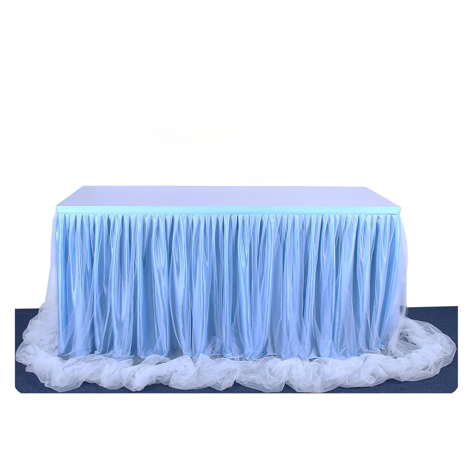 

Table Skirt Party Cover Event Tulle Fluffy Decoration Cute [S.T.S.G] (Blue) синій
