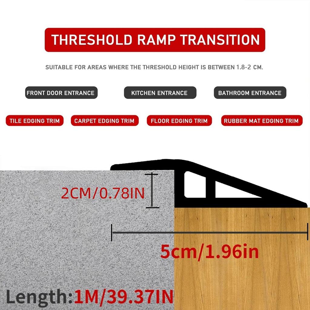 1pc Carpet To Tile Floor Transition Strip Wear-resistant Self Adhesive Edging Trim Strip Household Cuttable Threshold Cover Door