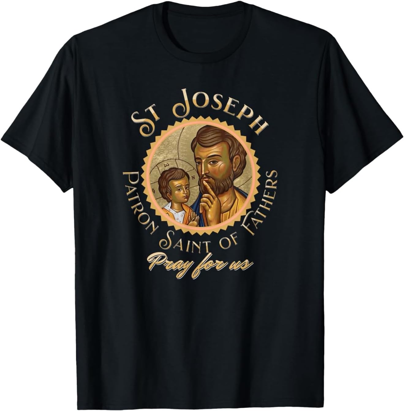 

St Joseph Pray for Us T-Shirt - Catholic Patron Saint Graphic Tee for Men Women, Faith Based Gift S разноцветный