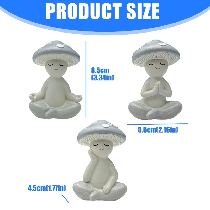 Miniature Meditations Mushroom Statue With Intricate Detail Ideal For Home Office Decoration and Garden Ornament Gift