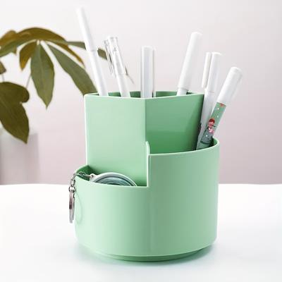 2pcs Rotatable Pen Holder 360 Degree Rotating Desktop Pencil Case Cosmetic Tool Storage Box Suitable For Office Family