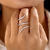Elegant Geometric Winding Vine Ring for Women Brass Zircon Long Finger Wrap Paved Cocktail Party Prom Romantic Delicate Jewelry