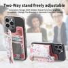 1Pc Flower Painted Phone Case Card Holder With PU Leather Back Sticker Card Bag Portable Adhesive Universal Zipper Wallet Deskto