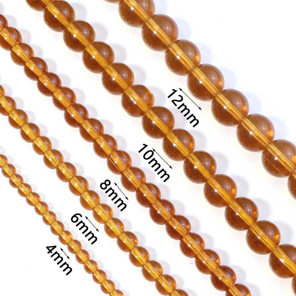 1 Strand 4/6/8/10/12mm Glass Beads Amber Color Round Loose Spacer Beads For Jewelry Making DIY Necklace Bracelets Accessories