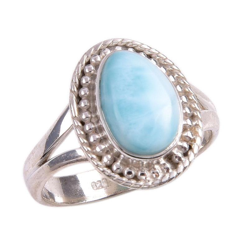 Natural Republic Larimar Gemstone 925 Sterling Silver Jewelry Ring Size 5.5 k3G63