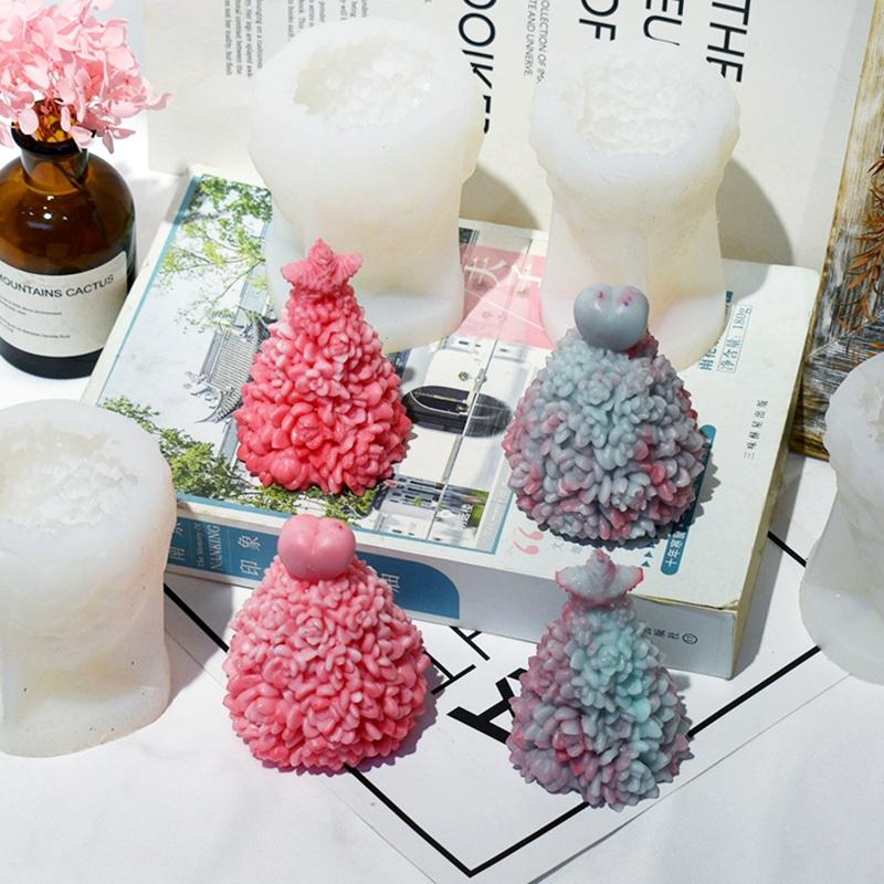 Cute Xmas Tree Heart Star Candle Mold 3D Abstract Resin Epoxy Casting Molds for Party Decor Ornament Aromatherapy Mold