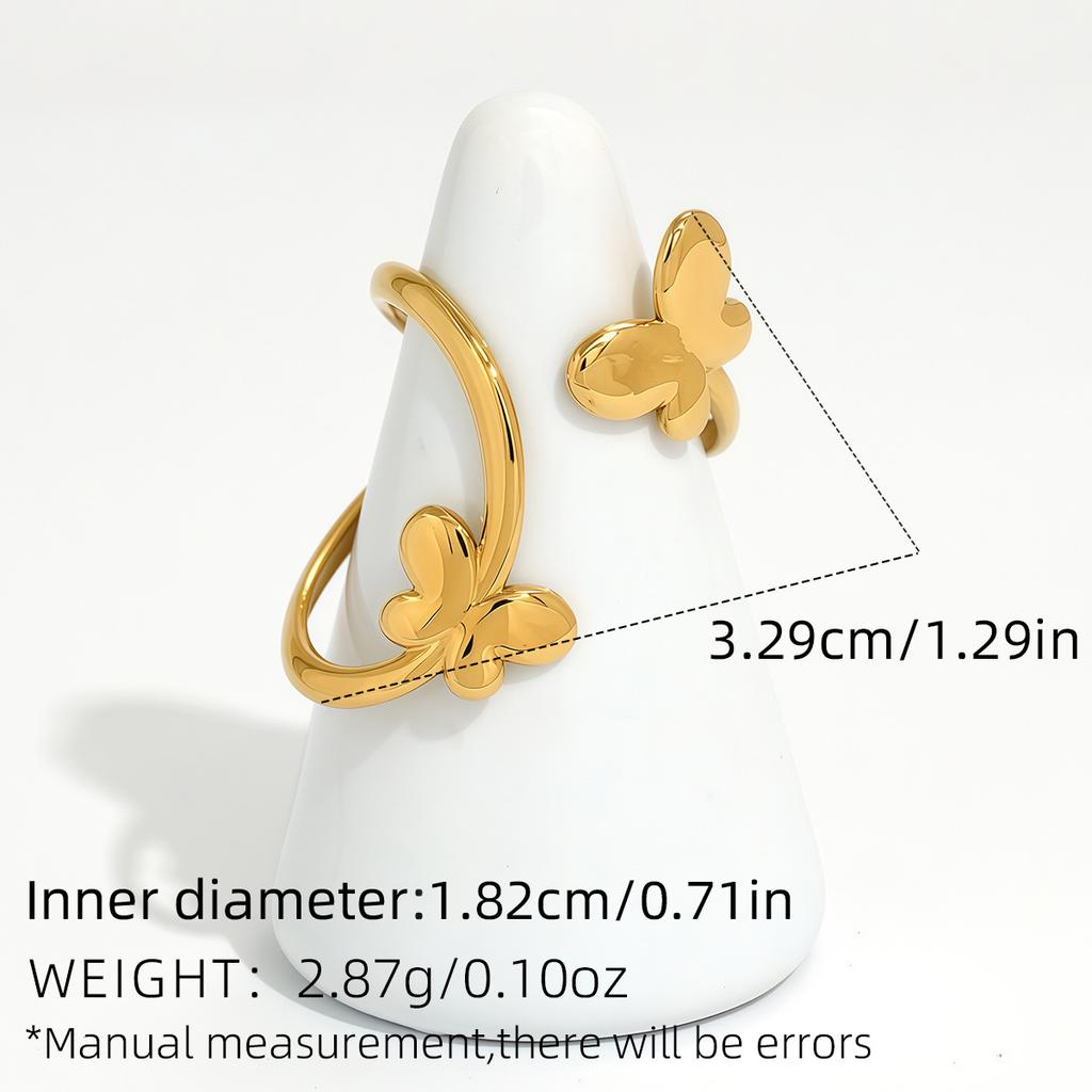 Exquisite Stainless Steel Butterfly Rings Women Irregular Open Rings Simple No Fade Party Holiday Daily Wear Jewelry Accessories