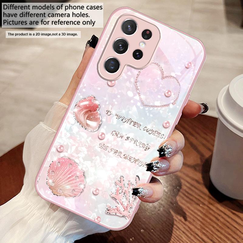 Beautiful Purple Shell For Samsung S25 S25 Edge S25Ultra S8 9 S10 20 U Ltra S21 Pro 22 Plus S23 FE S24 Ultra Glass Phone Case