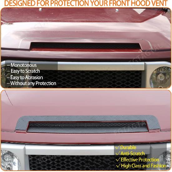 Hood Vent Trim Compatible with Toyot@ FJ Cruiser 2007-2021, Front Hood Bezel Trim Molding, Front Engine Hood Air Intake Grille Cover Accessories