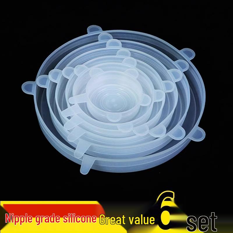6-Piece Silicone Stretchable Fresh-Keeping Lids for Bowls, Fruits, and Vegetables