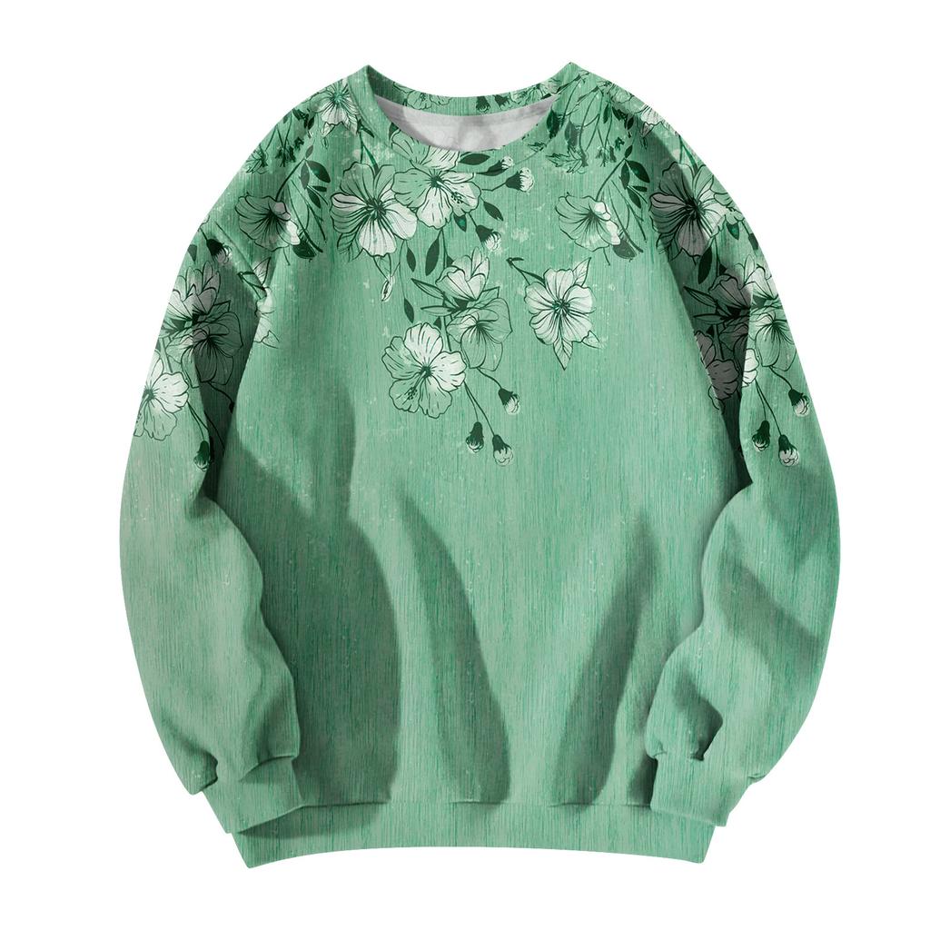 Dámské topy Dámská mikina s dlouhým rukávem Ležérní kulatý výstřih Volný střih Polover Fleecové topy