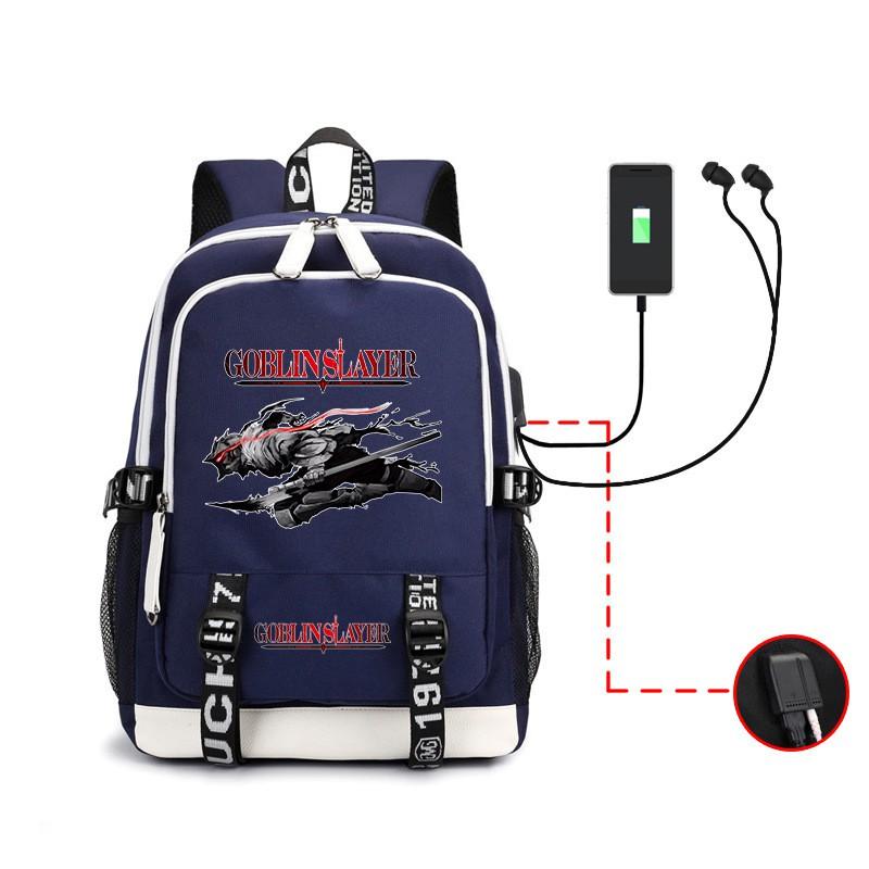 Zaino Scolastico a Tema Goblin Slayer per Bambini, Borsa Leggera a Doppio Strato per Laptop con Spallacci Curvi Traspiranti