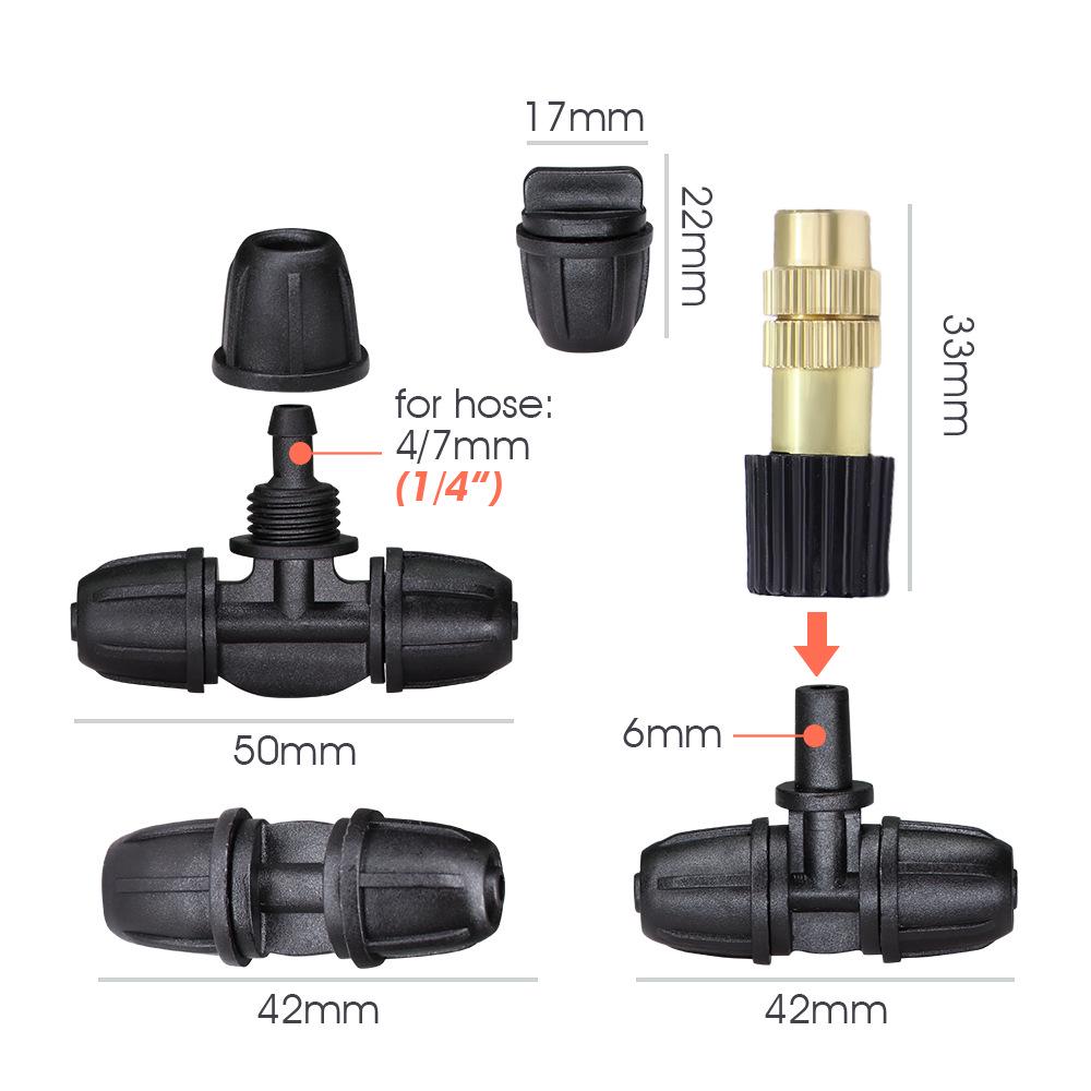 Verstellbare Kupferdüse Automatisches Bewässerungs- & Kühl-Sprinkler-Set für die Außenbewässerung