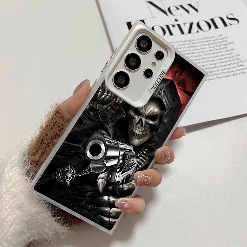 

Reaper Skull Skeleton Gun Soft Phone Case for Samsung Galaxy S24 S25 FE S26 Edge S23 Ultra S22 Plus S21 + Shockproof Cover Back Samsung S22 Plus