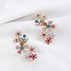 Colorful Rhinestone Flower Ear Climber Earrings Multi Floral Cuff Earrings for Women