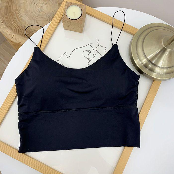 Nahtloses Damen-Tanktop aus Eis-Seide mit Brustpolstern - Bandeau im koreanischen Stil