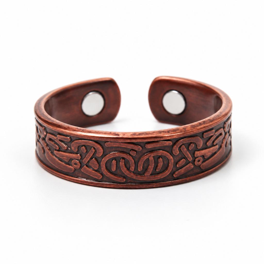 Retro-Stil Blumen-Magnet-Armband & Ring-Set in Rotkupfer für Paare