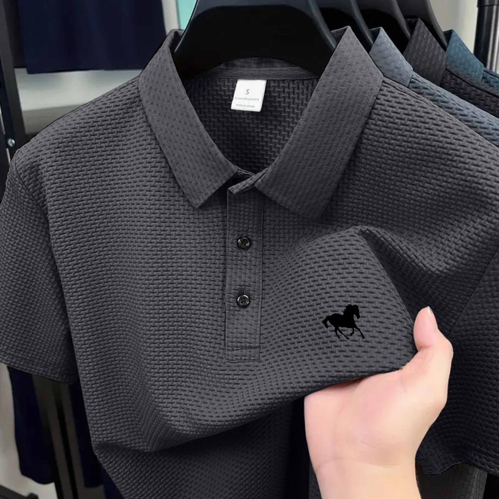 Mens Retro Solid Polo, Timeless Minimalist Style with Breathable Fabric for Casual Work Wear