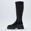 2024 Winter New Style Round Toe Zipper Women's Chelsea Boots Women's Shoes Sexy Thigh High Heels Thick Sole Fashion Boots