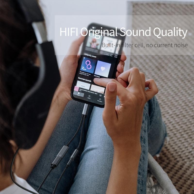 Type C To 3.5mm Plug & Adapter Fast Charging Sound Dongle Double Function Headphone Adapter Cable for Phone 15/16