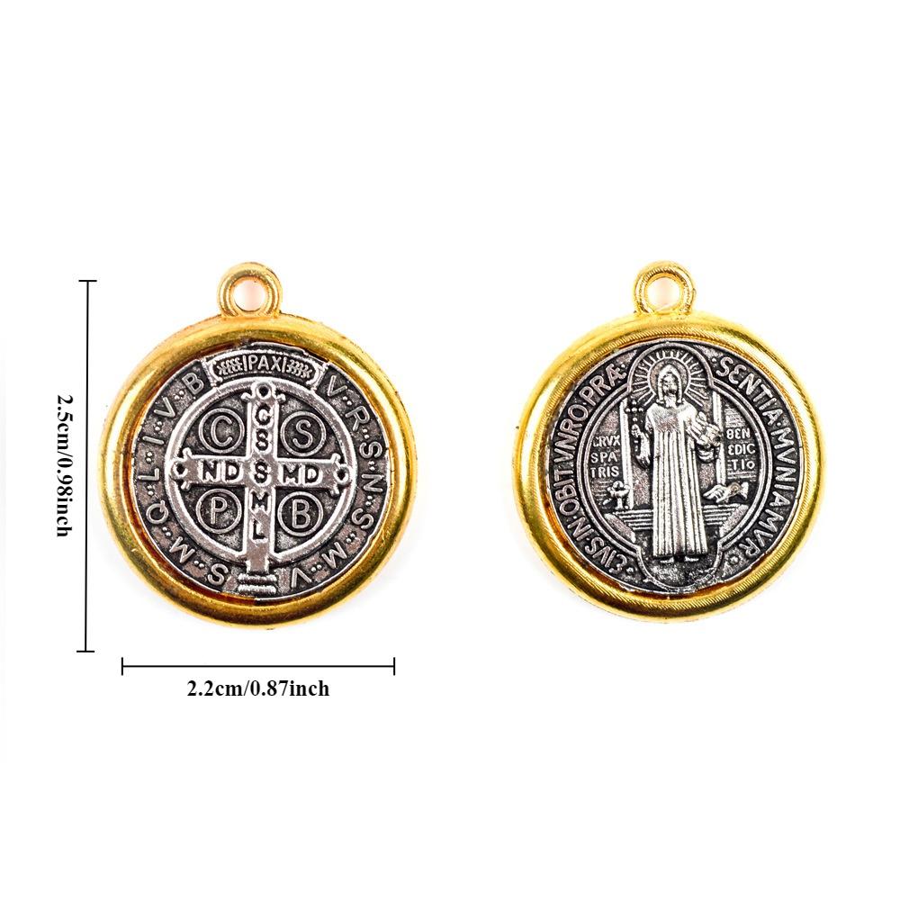 10pcs Retro St Benedict of Nursia Patron Against Evil Saint Medal Pendant Catholic Necklaces Religious Gifts.