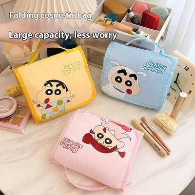 Anime Cartoon Cute Crayon Shin-Chan'S Foldable Cosmetic Bag Girls Large Capacity Portable Travel Toiletries Storage Bag Gift