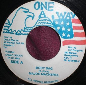 7inch Record MAJOR MACKEREL - Body Bag NONOE One Away Record 1992 Jamaica Reggae, Ska & Dub Used