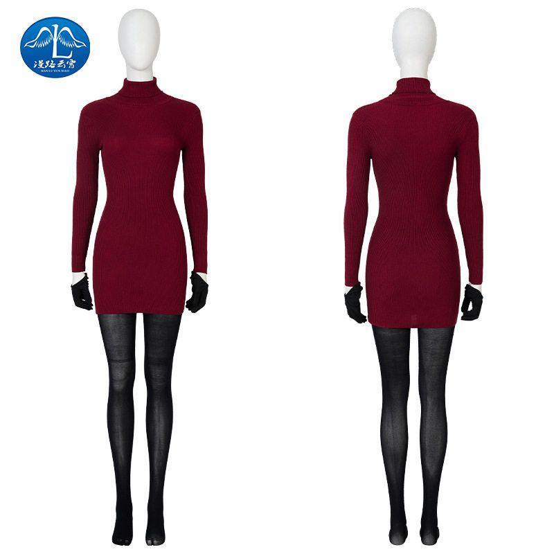 Resident Evil Remake Ada Wong Cosplay Costume Same Style Red Sweater Version Cosplay Boots