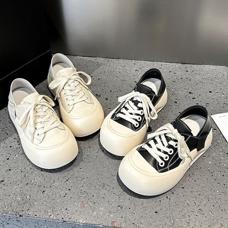 Doll Head Platform Casual Shoes Spring New Ugly Cute Big Head Shoes Leather Versatile Bread Shoes