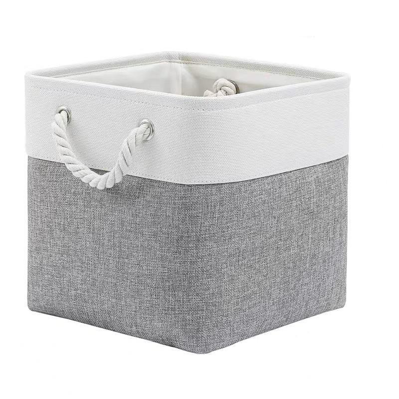 Imitation Linen Clothes Dirty Clothes Basket Foldable Portable Storage Box Multi Functional Storage Basket for Children's Toys Snacks Clothing Books