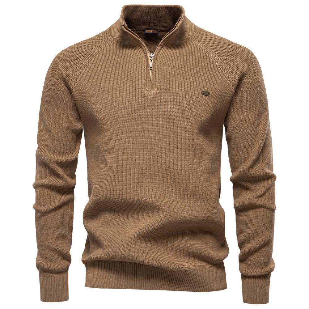 Pull d'automne pour homme à col rond avec mélange de coton stretch pour un style urbain décontracté