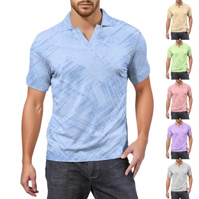 Men's Fashion Printed V-Neck Short Sleeve Top Golf T-Shirt
