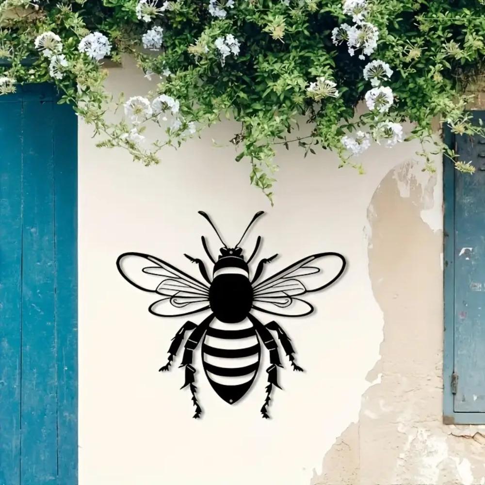 Metal Wall Art Bee, Iron Outdoor Sculpture, Garden Balcony Living Room Indoor Home Decor