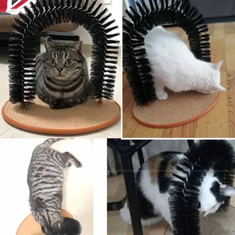 Friction Toy Cat Interactive Scratching Arch Pet Brush Care Belt Massage Removable Grooming Cat Accessories Massage Gear