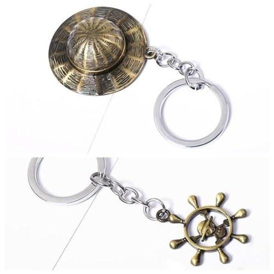 3D Alloy Keychain Devil Fruit Straw Hat Bag Charm Character Metal Popular Anime Goods Decoration Gift Collection Moe Stylish Birthday Present (style