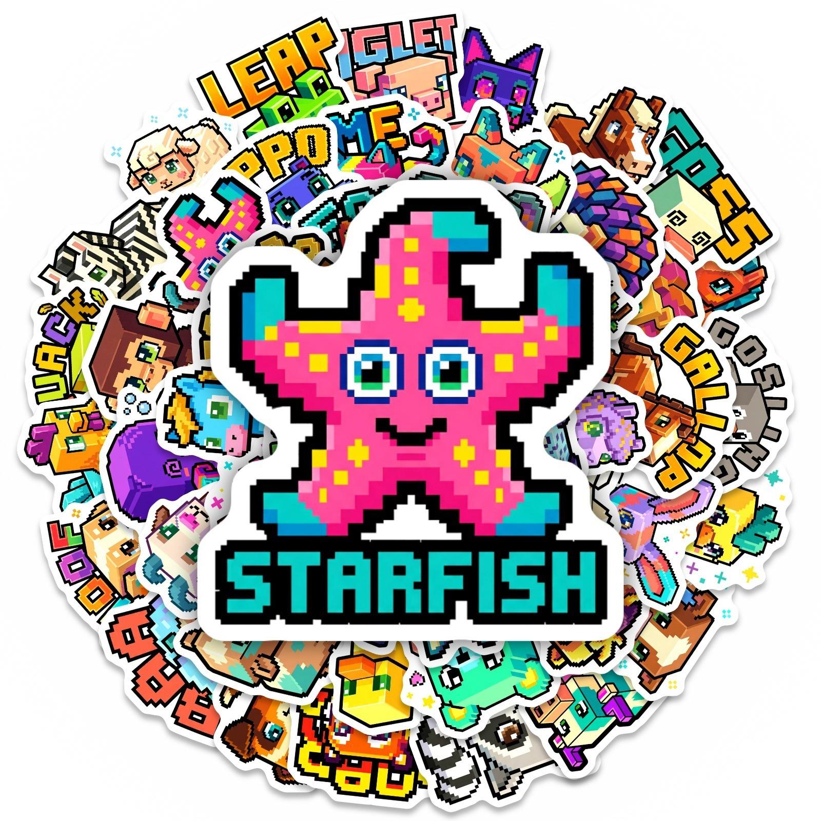 

50Pcs Cute Game Style Animal Stickers No Repeat Waterproof for Student DIY Scrapbook Phone Wardrobe Desk Window Laptop Decals